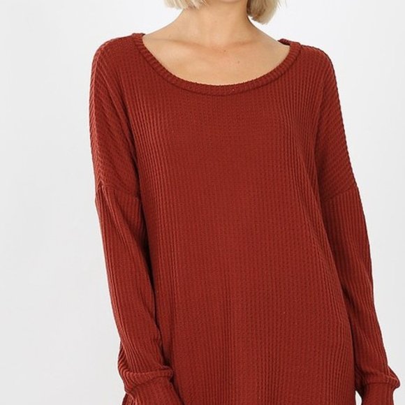 Lightweight rust color tunic length top - Picture 1 of 2